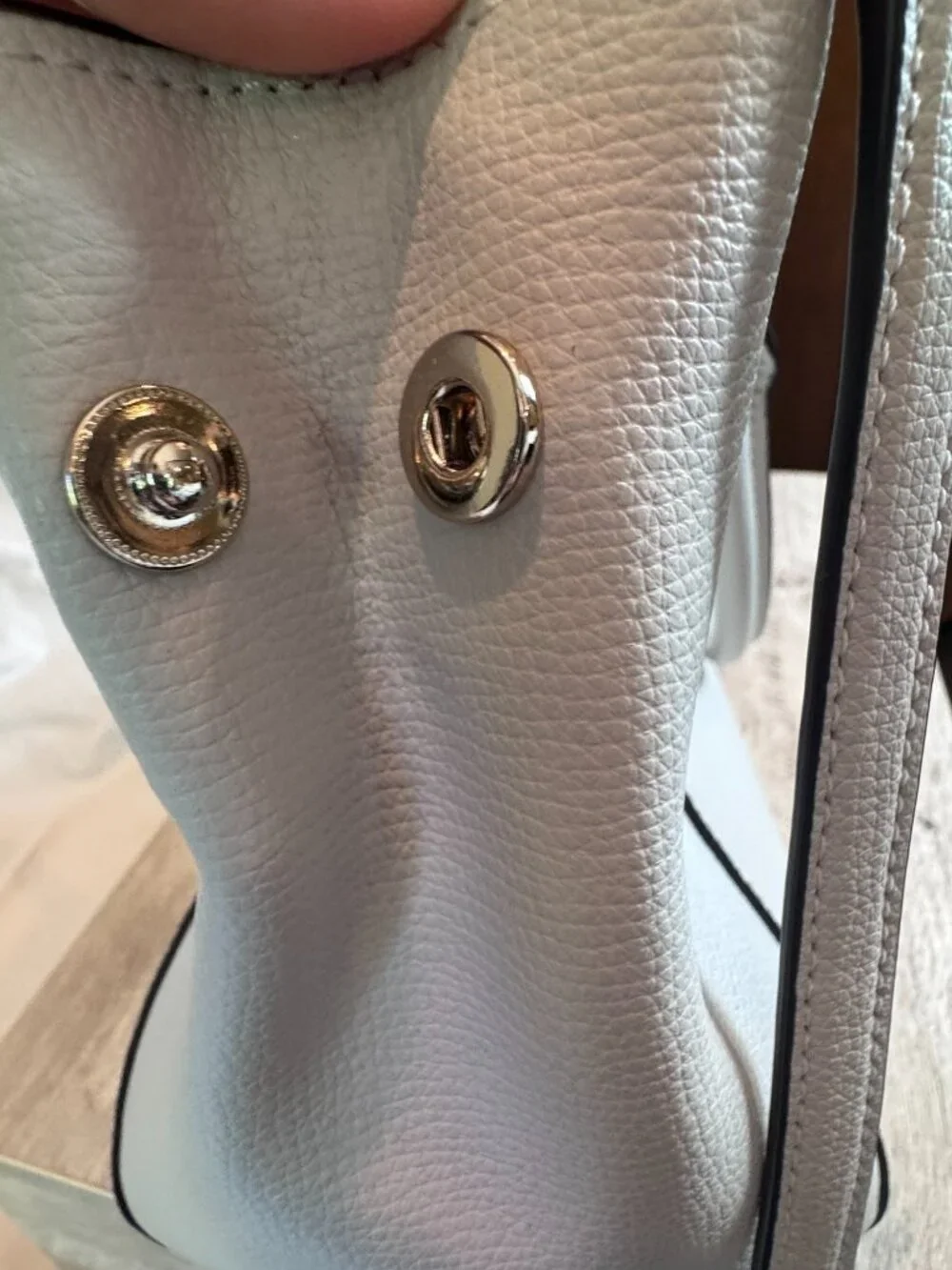 Kate Spade Black Trimmed White Leather Satchel Crossbody Bag